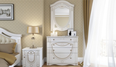 Спальный Гарнитур Александрина Белый/Патина Золото