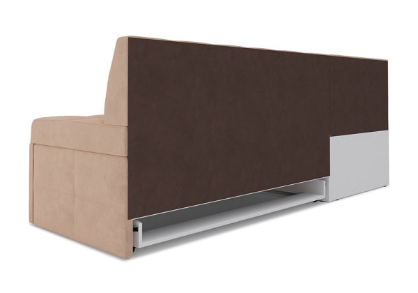 Кухонный угловой диван дельфин Атлантис велюр бежевый