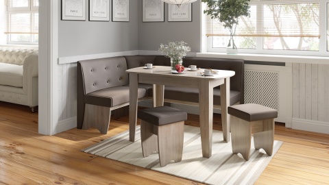 Кухонный уголок «Барселона» Сонома Трюфель/Кожзам Коричневый