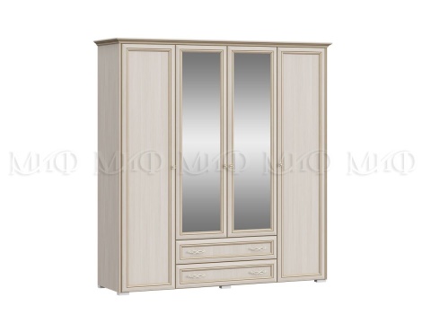 Шкаф 4-х Створчатый Пандора МДФ (Ш-1976 x В-2064 x Г-552 мм) Сандал Светлый